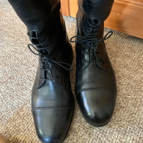 VOGEL pull on field boots custom but equivalent to 7 regular calf BLACK LEATHER - Picture 4 of 9